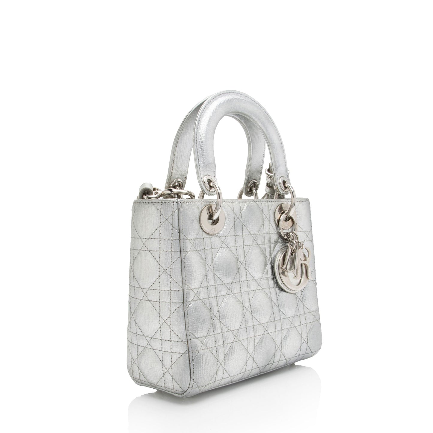 Dior Metallic Leather Lady Dior Small Tote (SHF-4YtjmZ)
