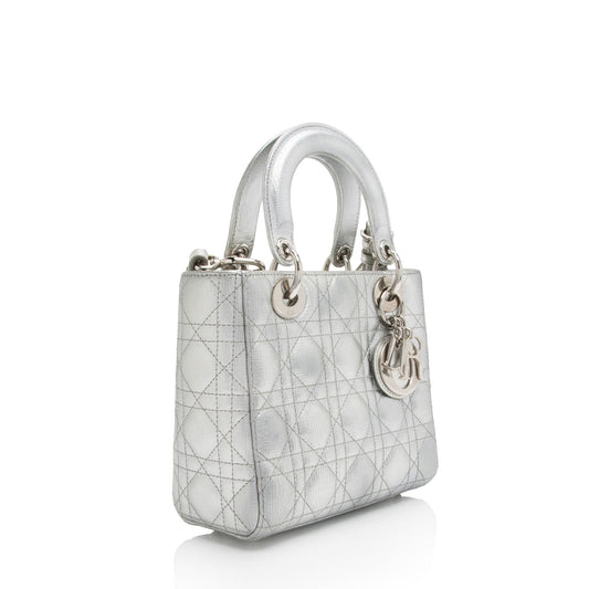 Dior Metallic Leather Lady Dior Small Tote (SHF-4YtjmZ)