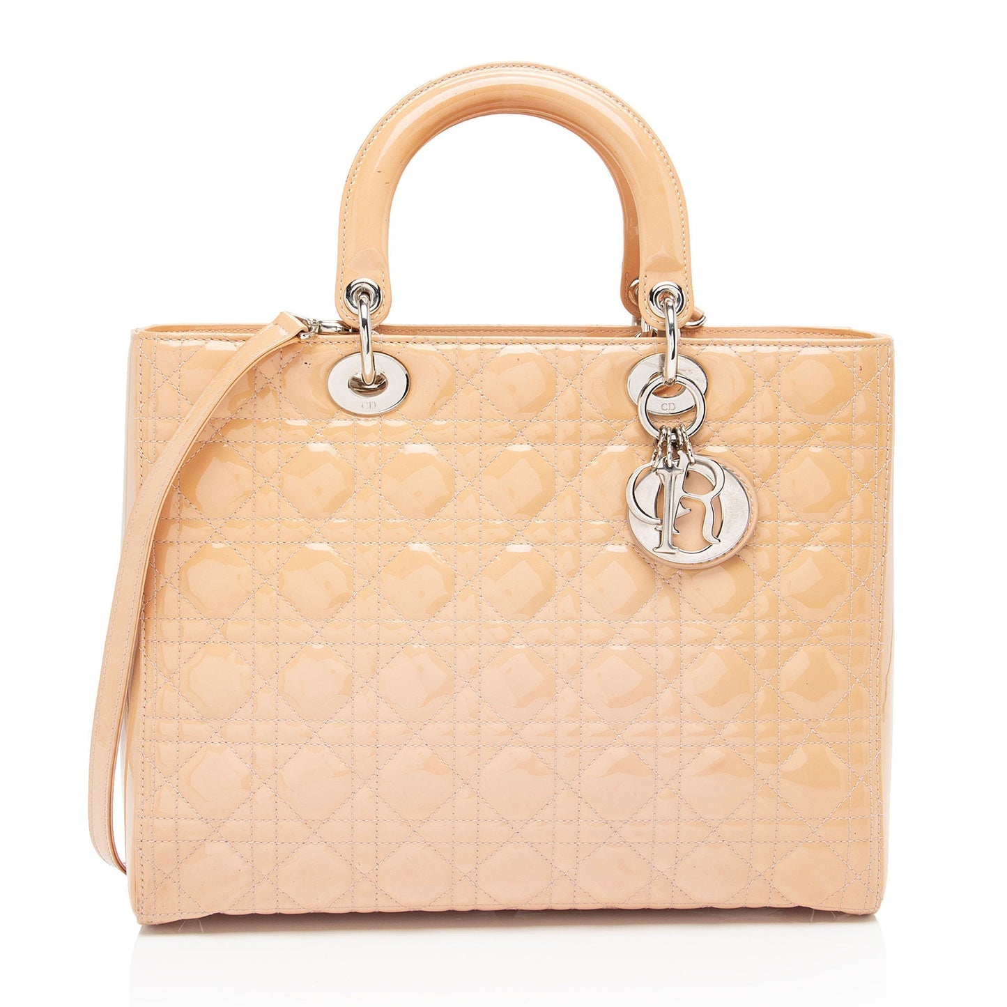 Dior Patent Leather Lady Dior Large Tote (SHF-2qzbI4)