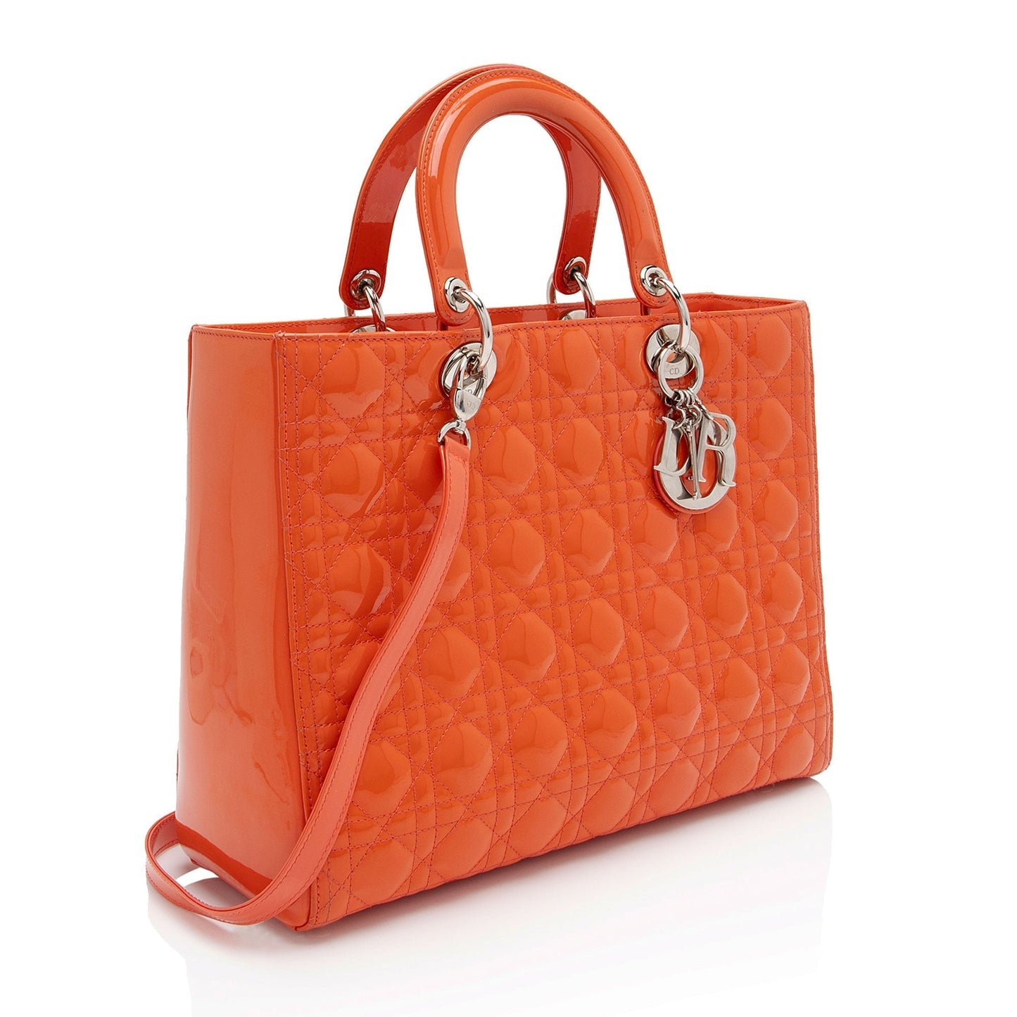 Dior Patent Leather Lady Dior Large Tote (SHF-w6Nhh6)