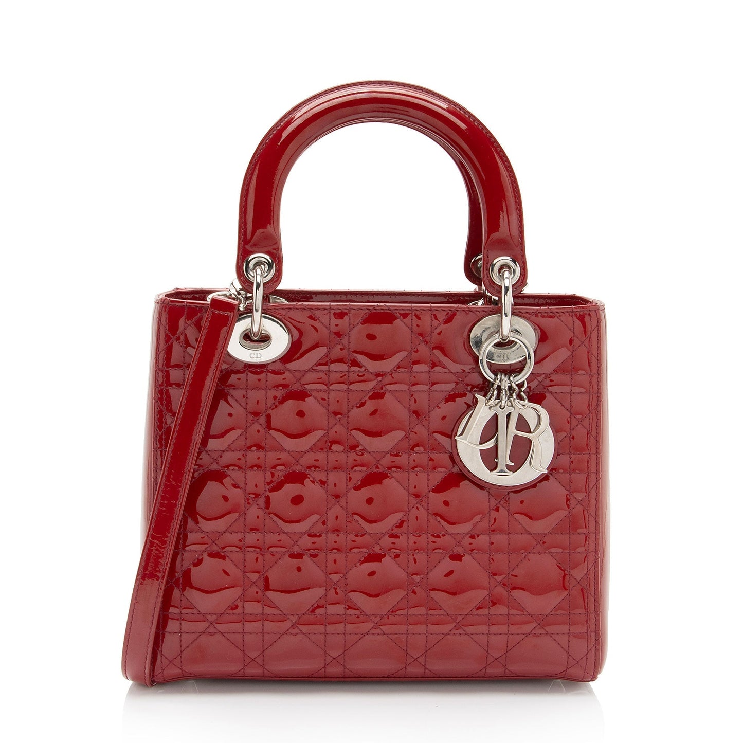 Dior Patent Leather Lady Dior Medium Tote (SHF-KM7Orb)