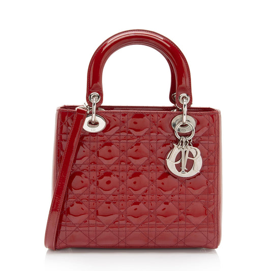 Dior Patent Leather Lady Dior Medium Tote (SHF-KM7Orb)
