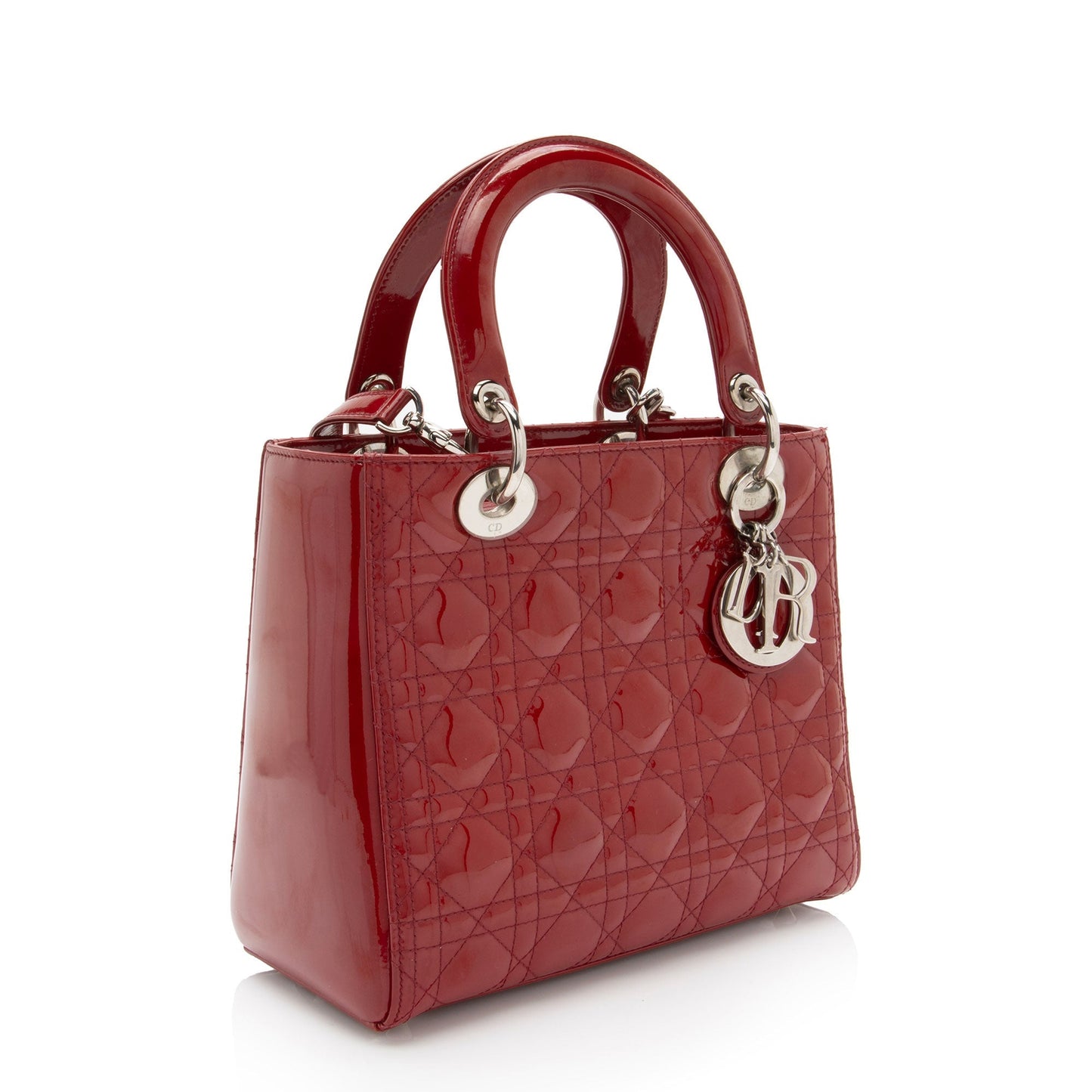 Dior Patent Leather Lady Dior Medium Tote (SHF-KM7Orb)