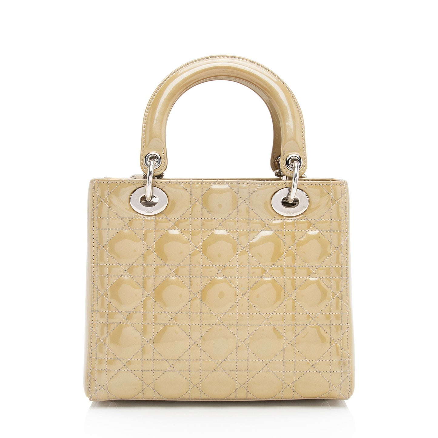 Dior Patent Leather Lady Dior Medium Tote (SHF-595Avu)