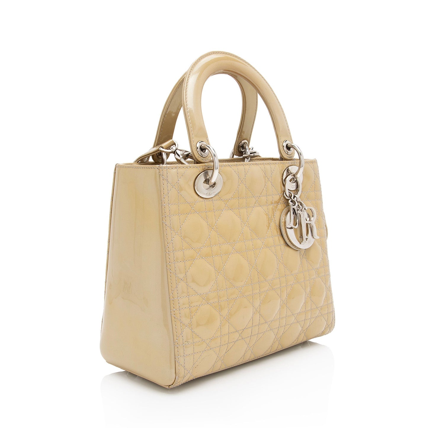 Dior Patent Leather Lady Dior Medium Tote (SHF-595Avu)