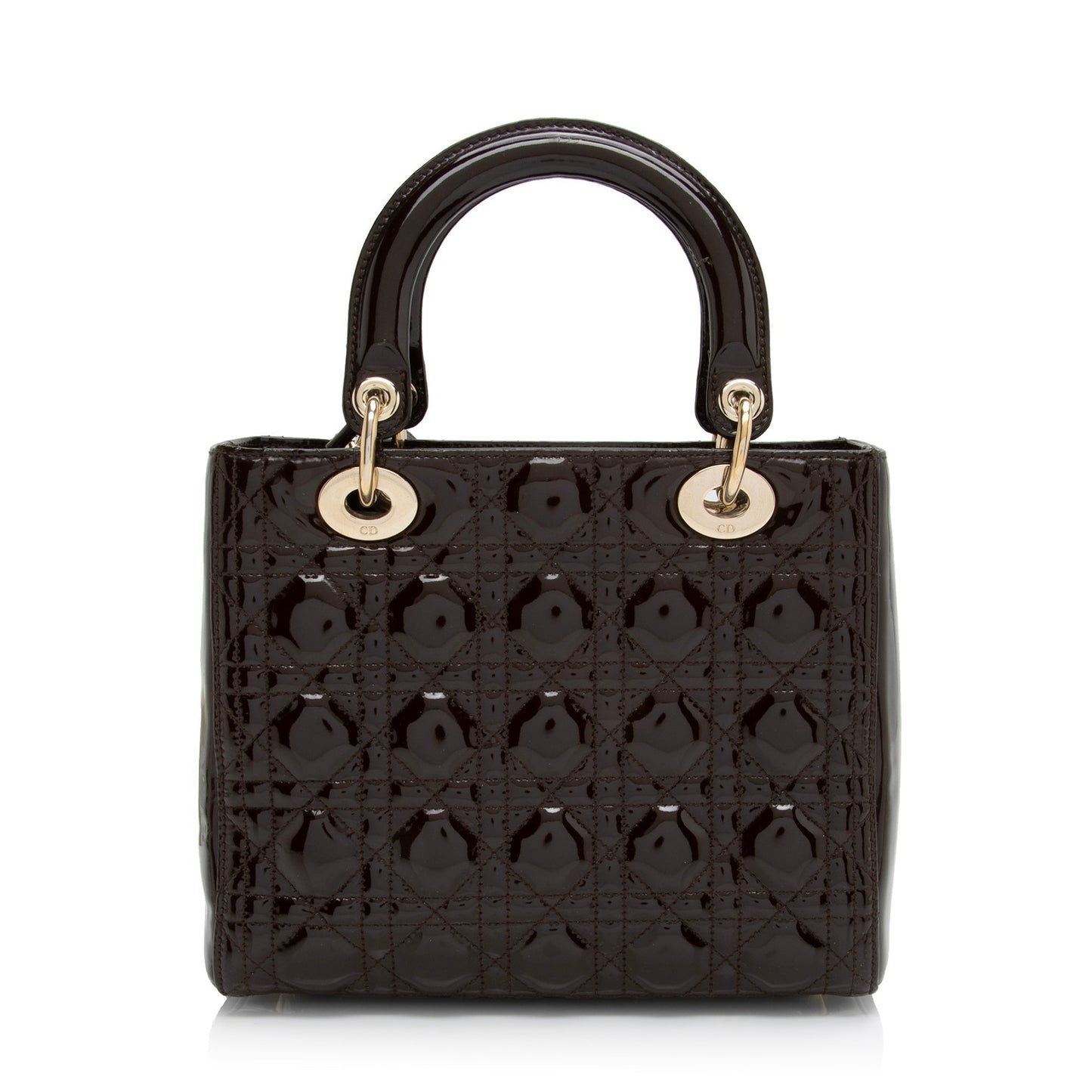 Dior Patent Leather Lady Dior Medium Tote (SHF-c6eBWA)