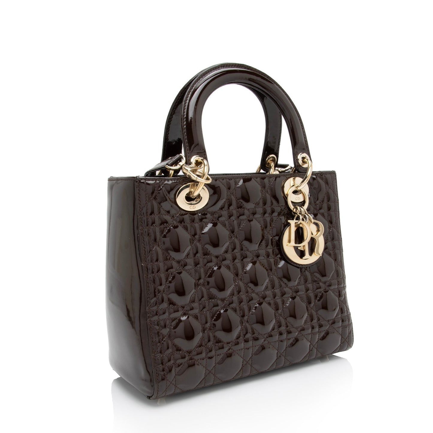 Dior Patent Leather Lady Dior Medium Tote (SHF-c6eBWA)