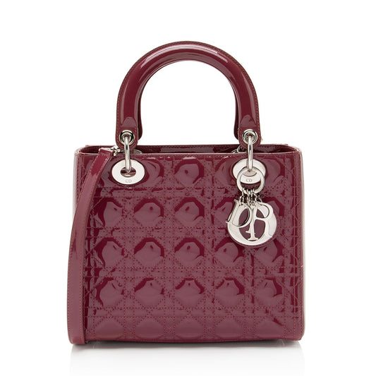 Dior Patent Leather Lady Dior Medium Tote (SHF-Tr4vgf)