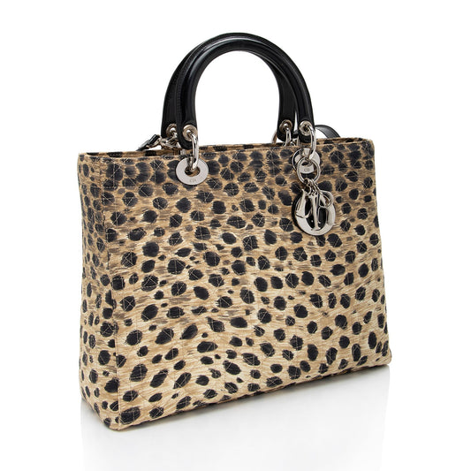 Dior Vintage Canvas Leopard Lady Dior Large Tote (SHF-ec5zqj)