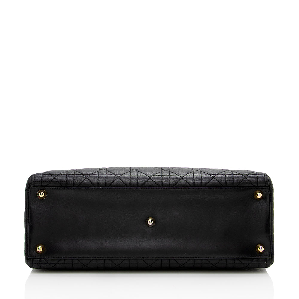 Dior Vintage Lambskin Lady Dior Large Tote (SHF-17064)