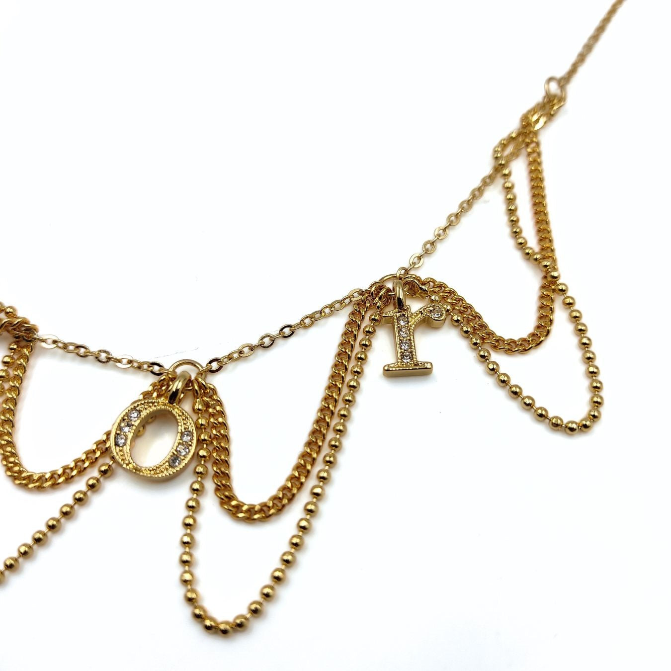 DIOR women's necklace in golden metal and rhinestones