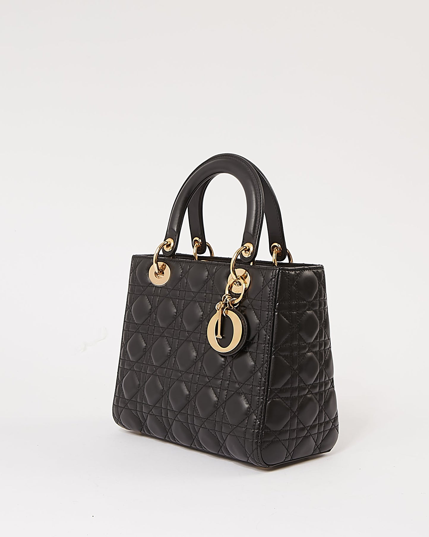 Dior Black Cannage Leather Medium Lady Dior Bag (no strap)