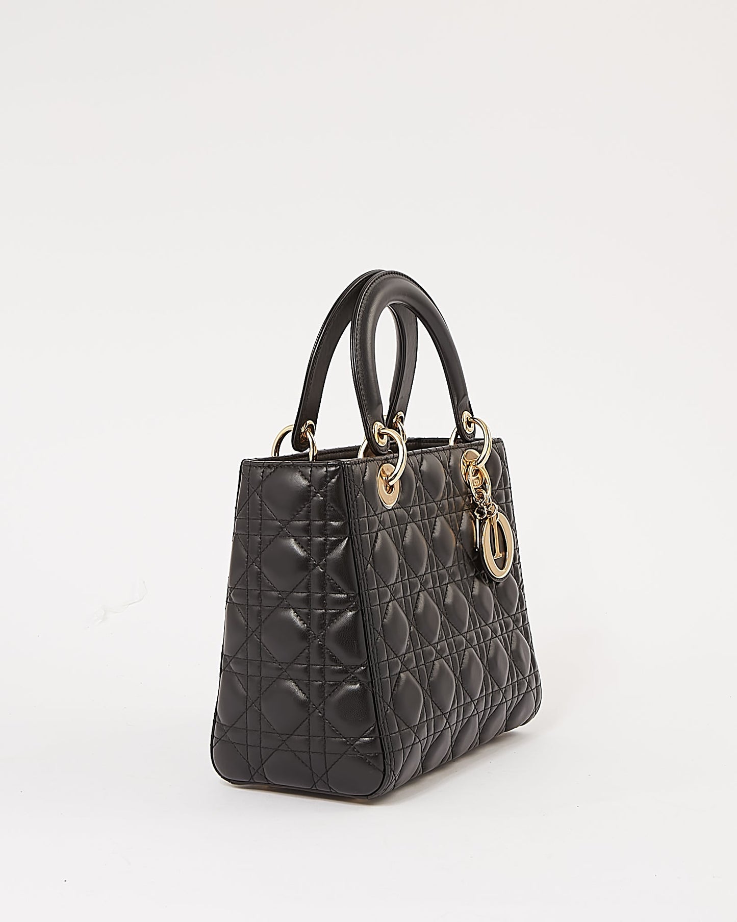Dior Black Cannage Leather Medium Lady Dior Bag (no strap)