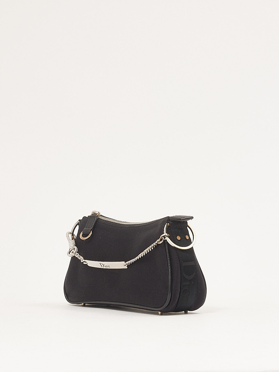 Dior Black Canvas Crystal Detail Vintage 2003 Evening Bag