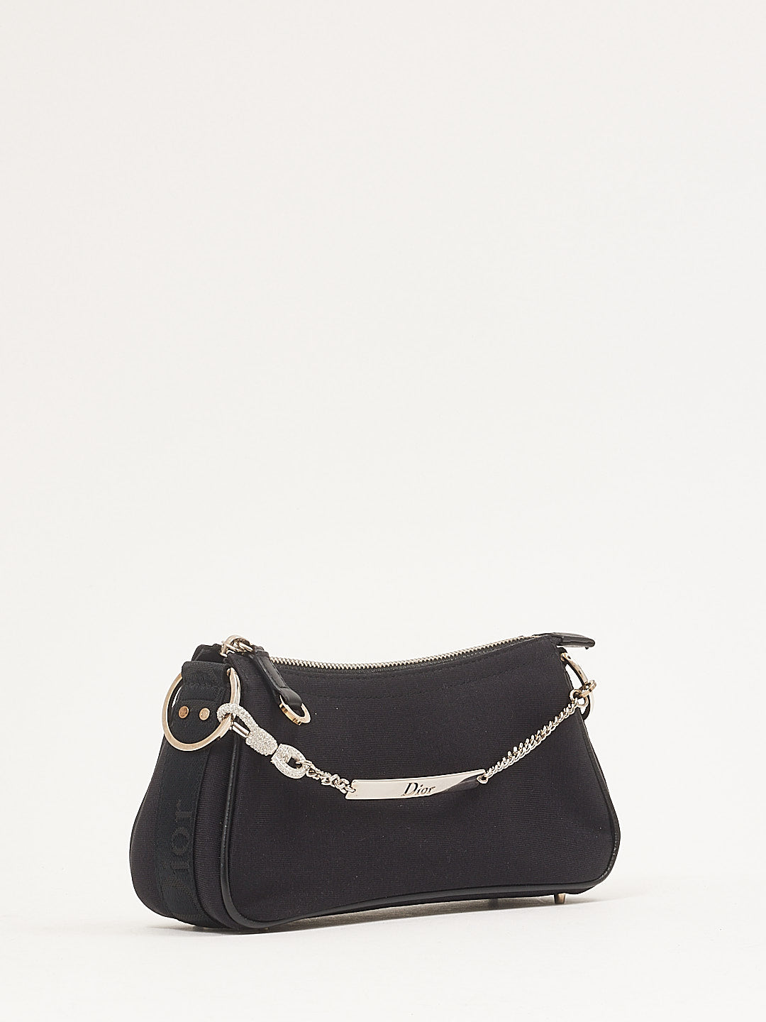 Dior Black Canvas Crystal Detail Vintage 2003 Evening Bag