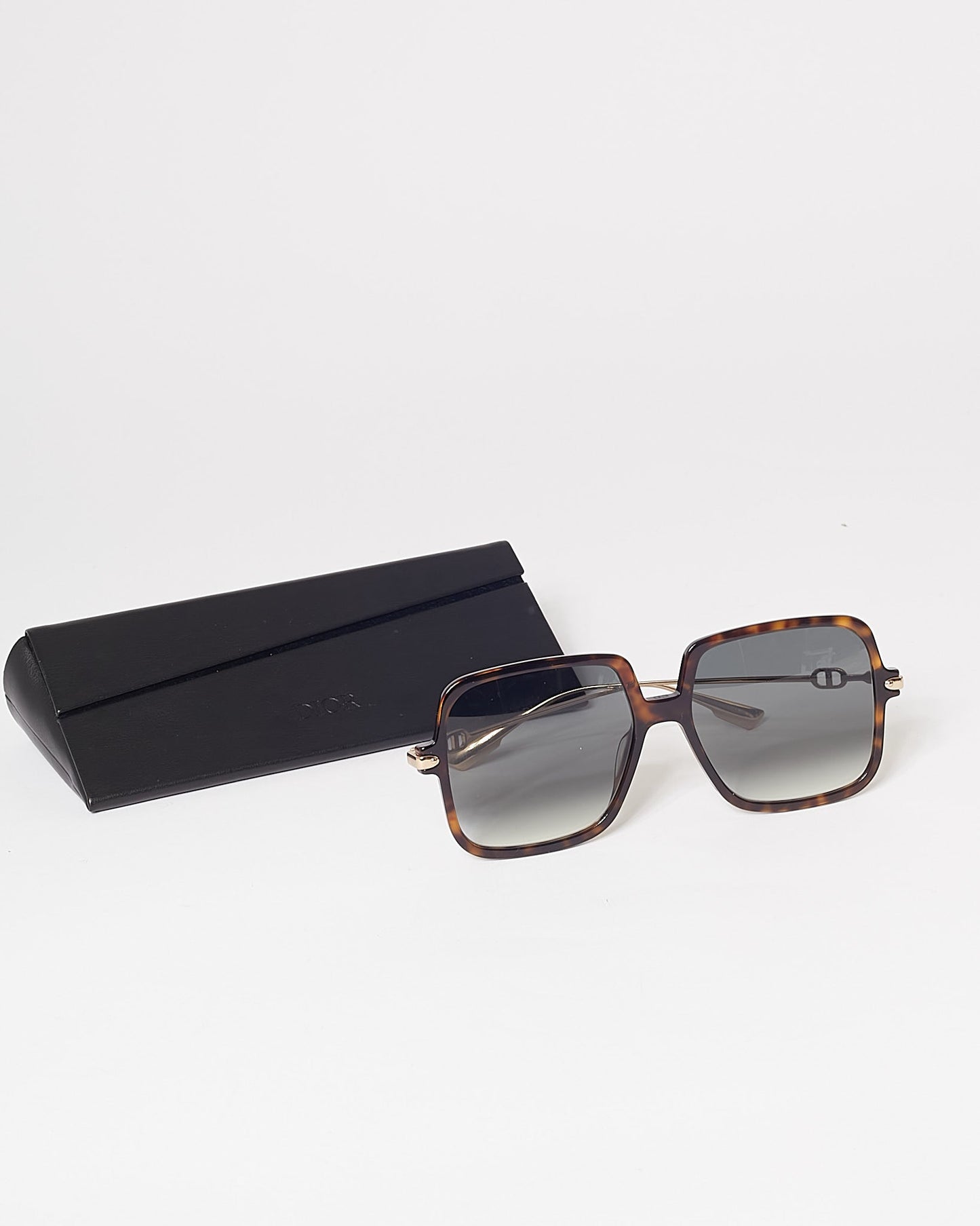Dior Brown Tortoise DiorLink1 Oversized Square Sunglasses