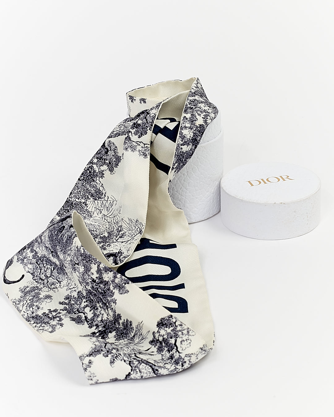 Dior Navy and White Silk Toile de Jouy Sauvage Mitzah Twilly