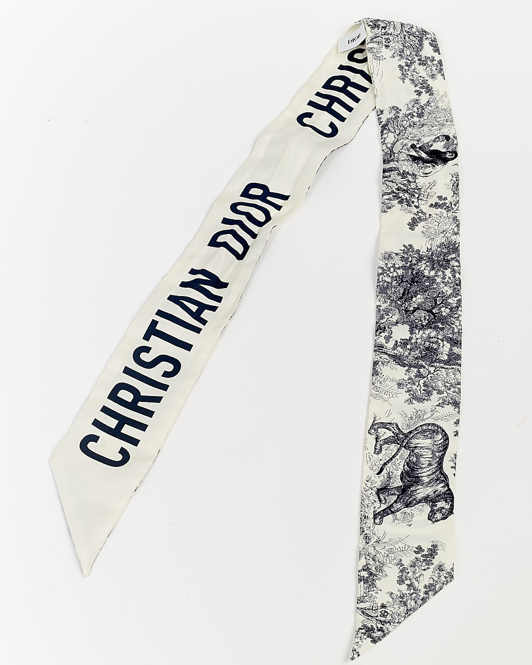 Dior Navy and White Silk Toile de Jouy Sauvage Mitzah Twilly