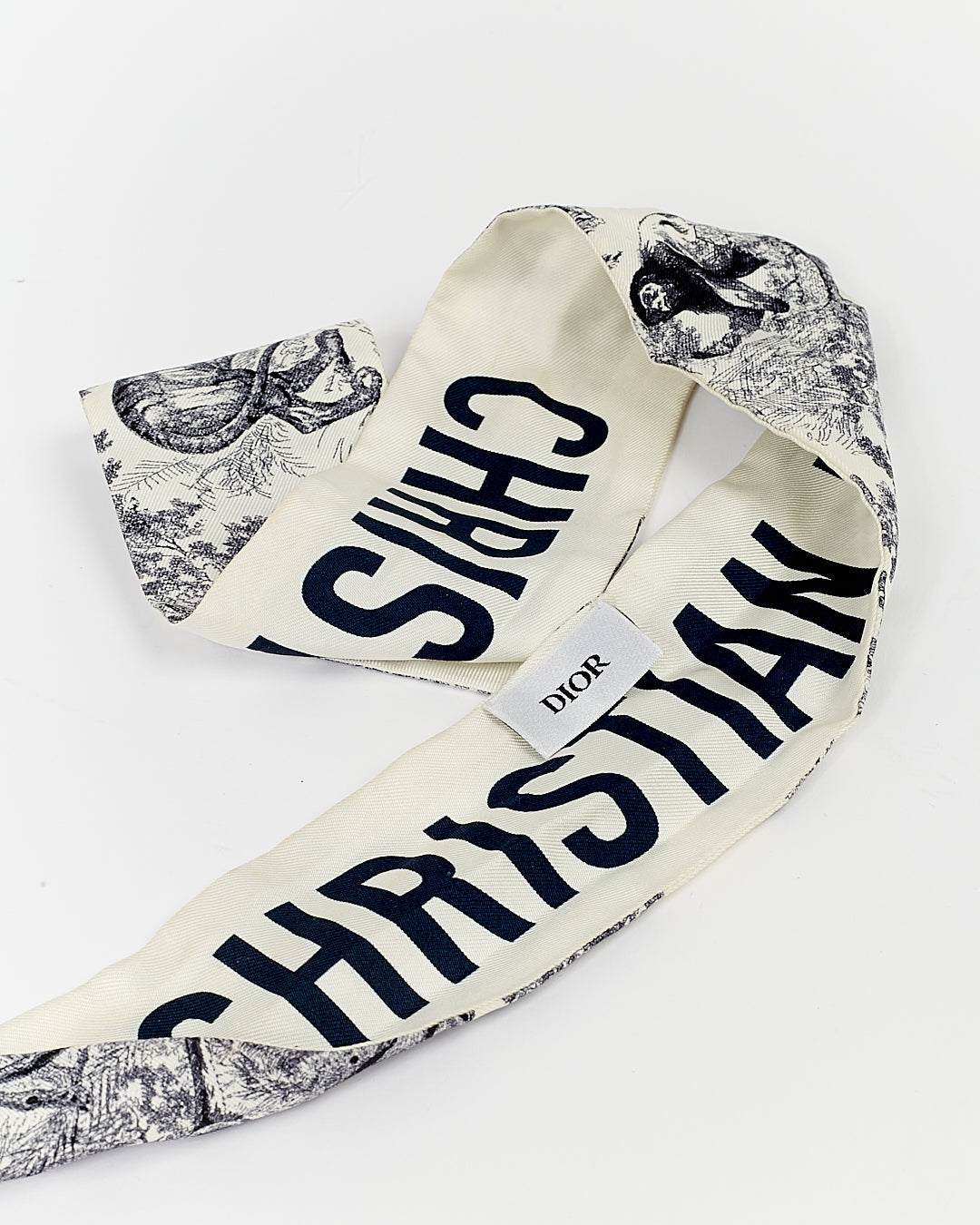 Dior Navy and White Silk Toile de Jouy Sauvage Mitzah Twilly