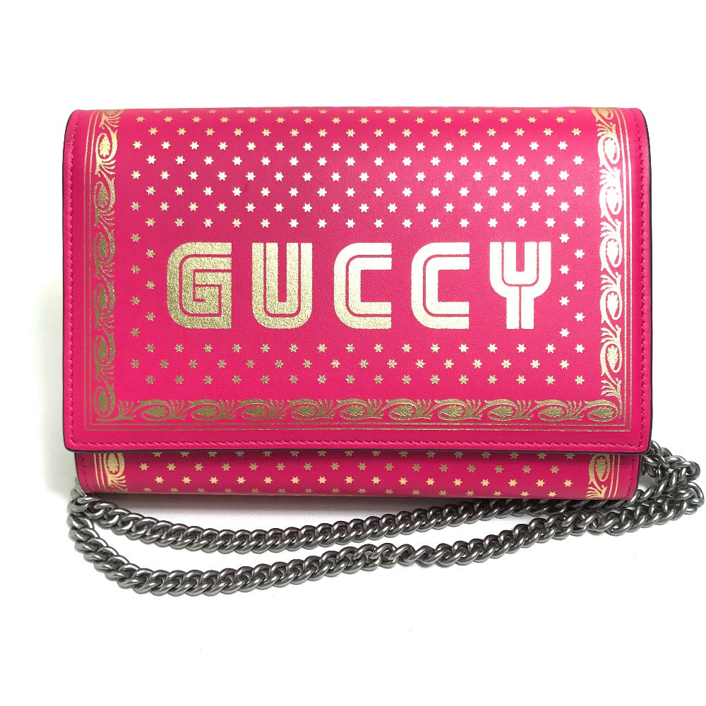 GUCCI Long Wallet Purse 524967 leather Pink / Gold GUCCY logo Women Secondhand