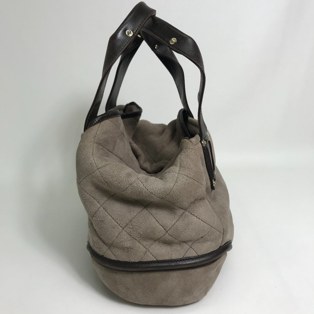 CHANEL Tote Bag Mouton, Leather Brown CC COCO Mark Half Matelasse Women Used