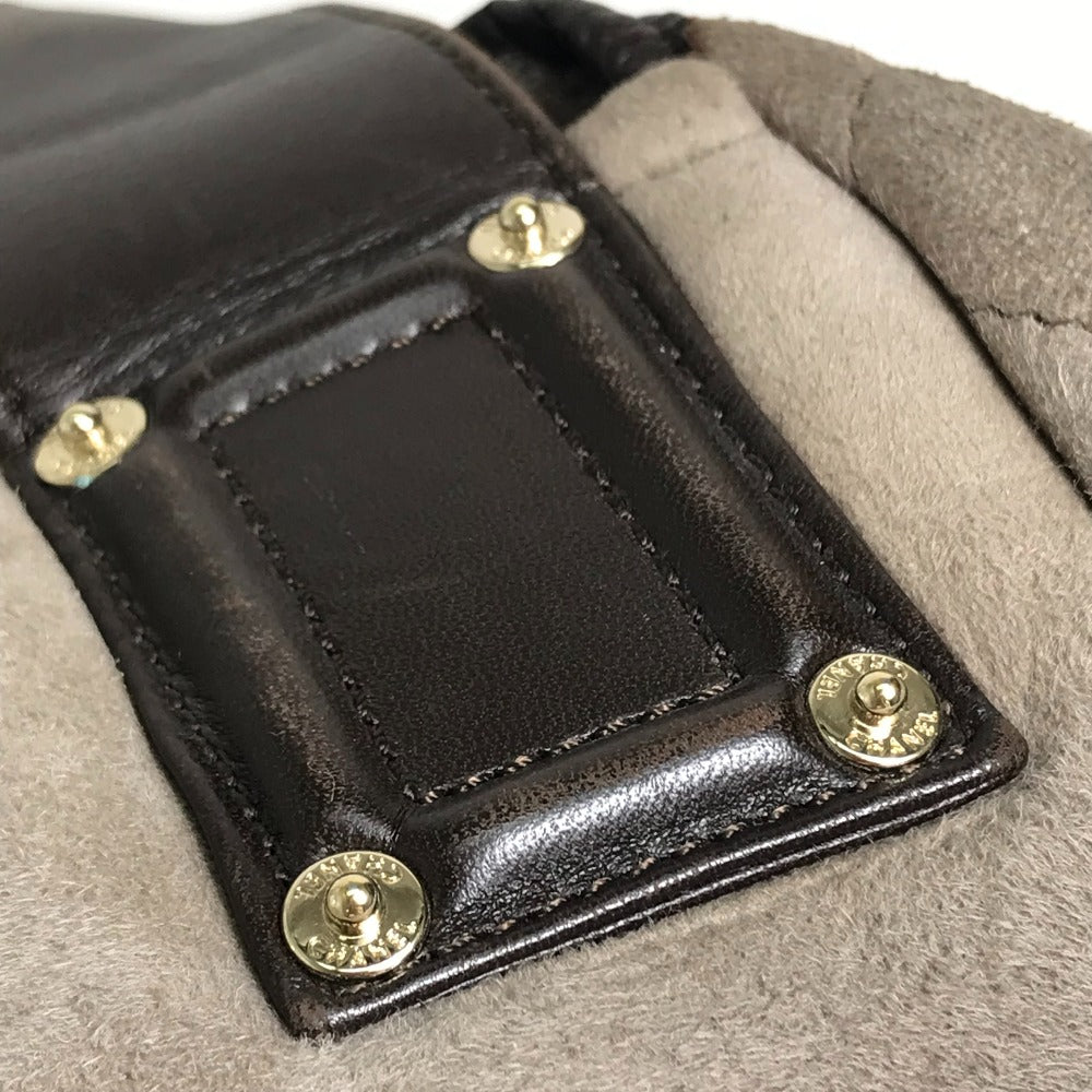 CHANEL Tote Bag Mouton, Leather Brown CC COCO Mark Half Matelasse Women Used