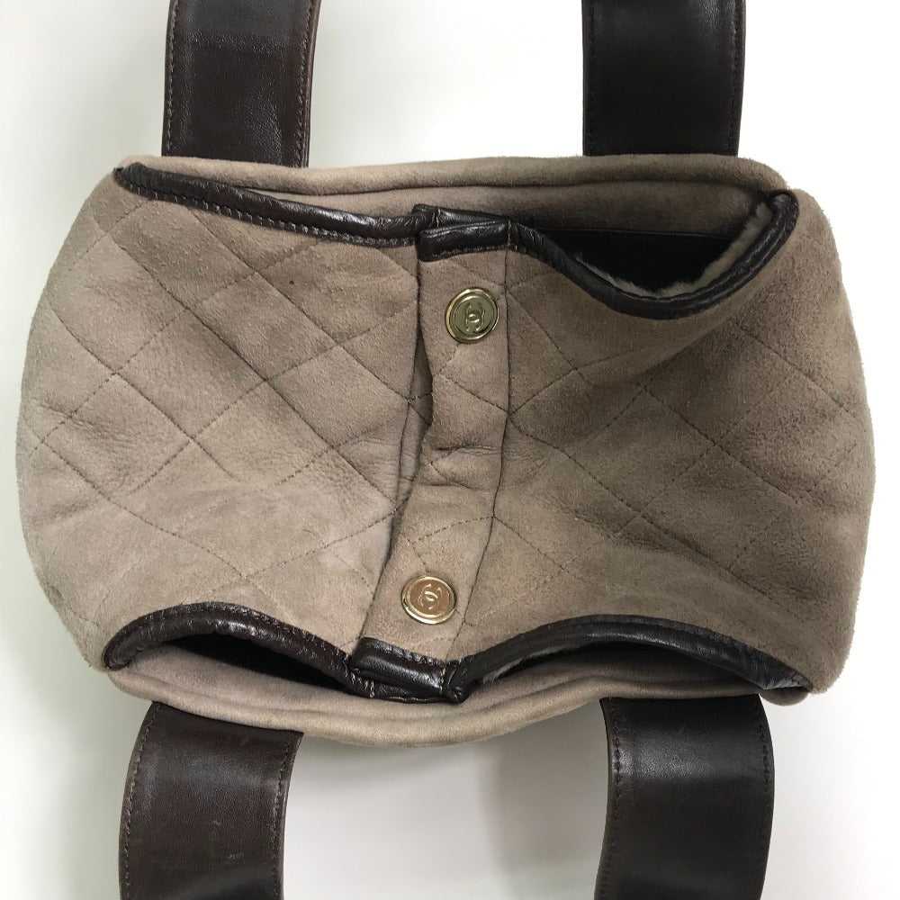 CHANEL Tote Bag Mouton, Leather Brown CC COCO Mark Half Matelasse Women Used