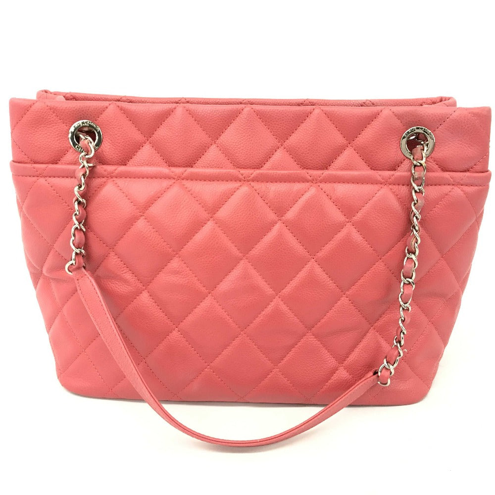 CHANEL Tote Bag A67921 Caviar skin pink CC COCO Mark Matrasse Women Used