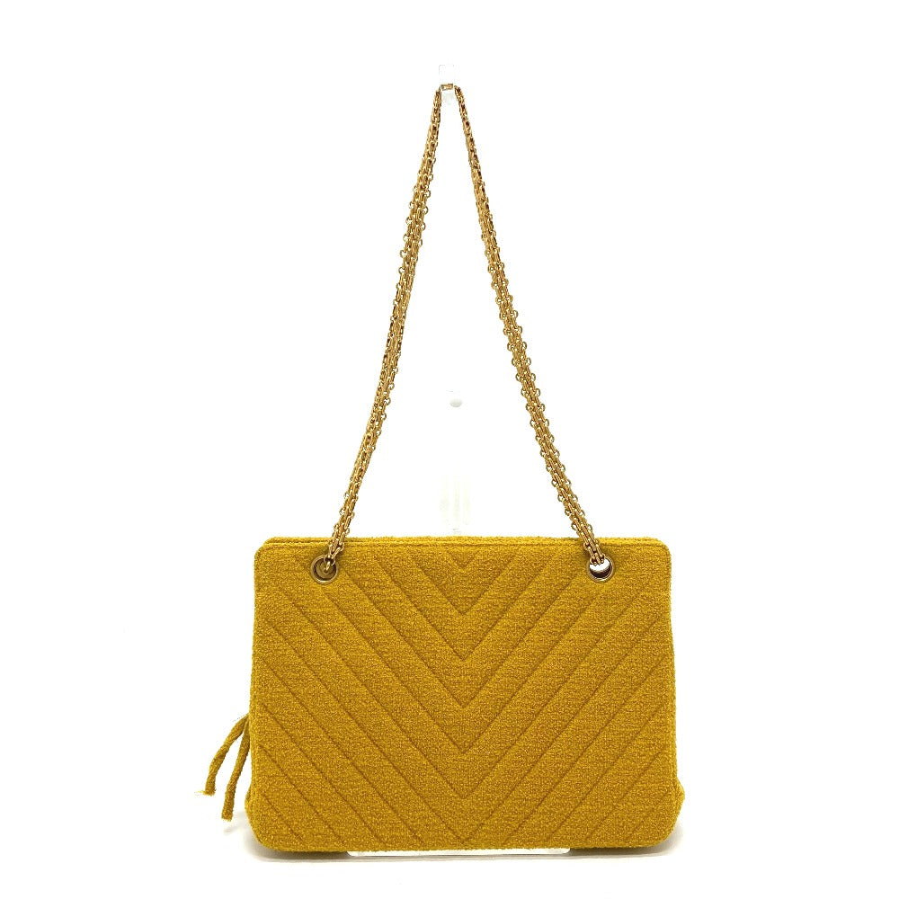 CHANEL Shoulder Bag pile Mustard type Comes with a clasp pouch Vstitch Chevron Women Used