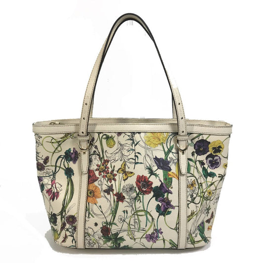 GUCCI Tote Bag 336776 leather Ivorytype Flora Floral Gucci Nice Tote Bag Women Secondhand
