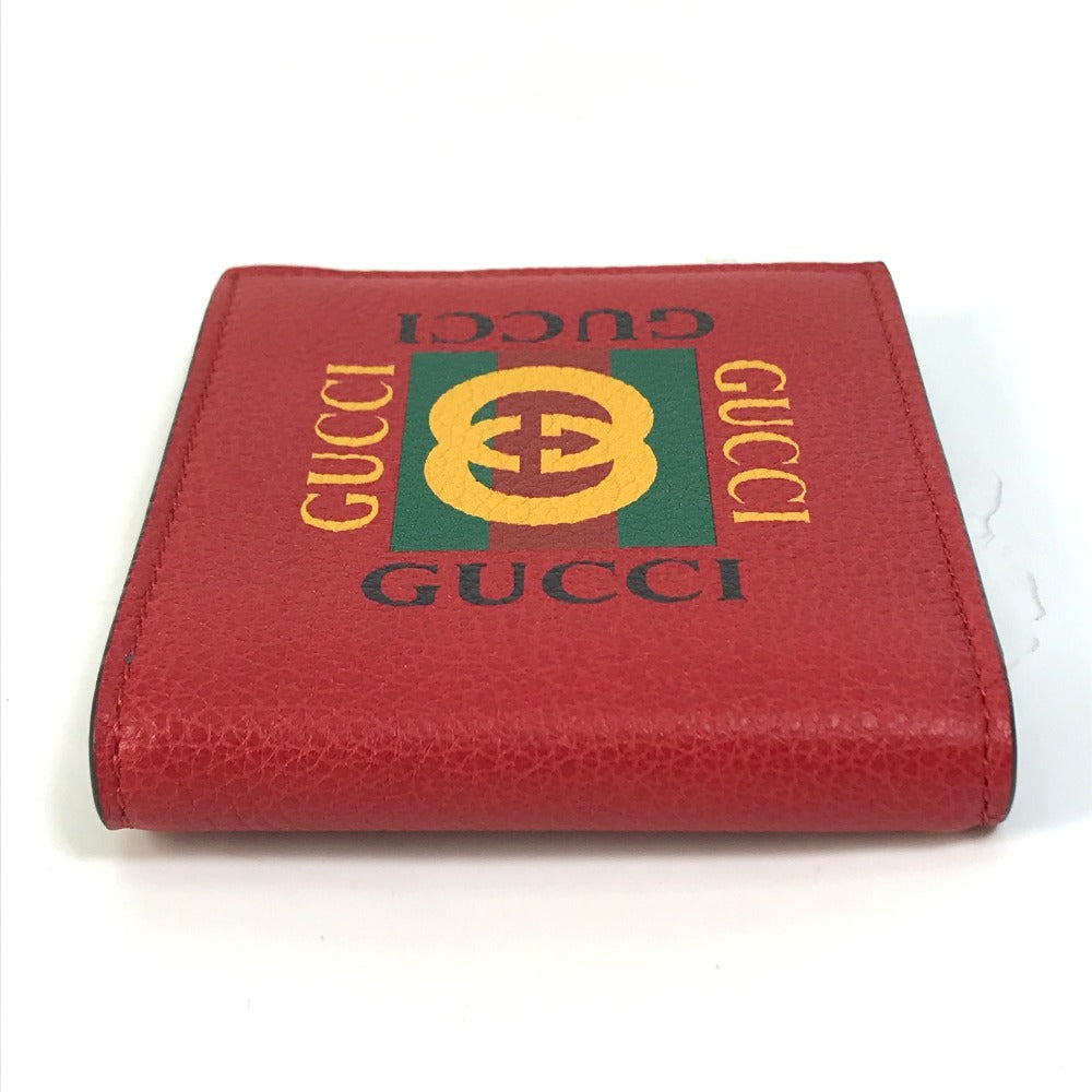 GUCCI Folded wallet 496309 leather Red GUCCI print Vintage logo unisex(Unisex) Used