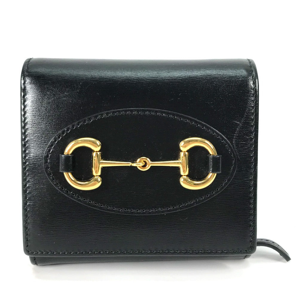 GUCCI Folded wallet 621891 leather black Horsebit Women Secondhand