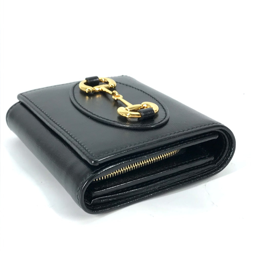 GUCCI Folded wallet 621891 leather black Horsebit Women Secondhand