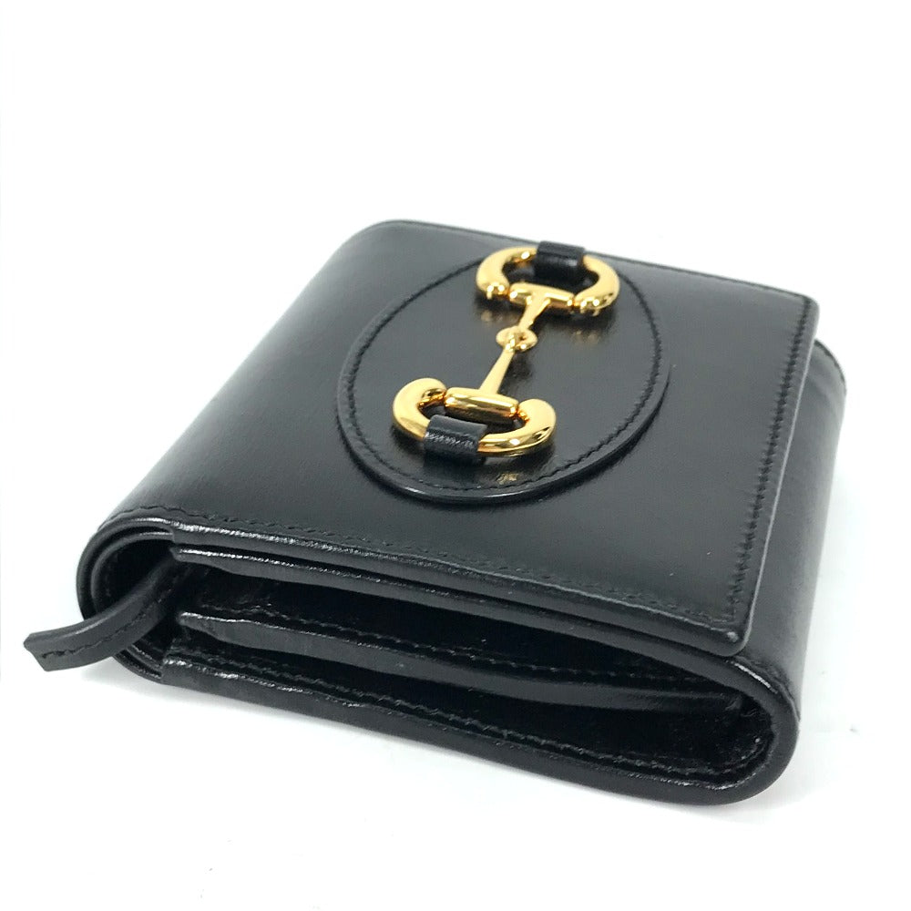 GUCCI Folded wallet 621891 leather black Horsebit Women Secondhand