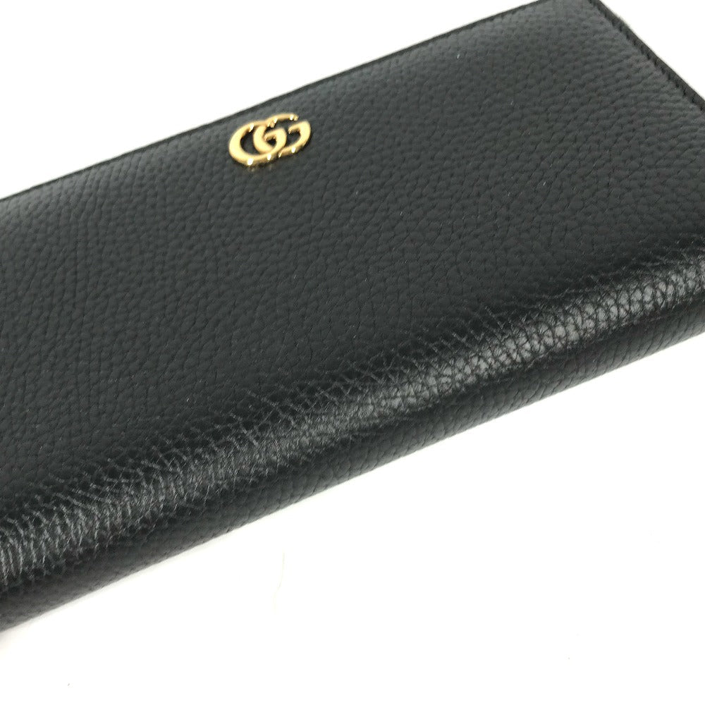 GUCCI Long Wallet Purse 739499 leather Navy GG Marmont Bamboo Zip Around Women Secondhand