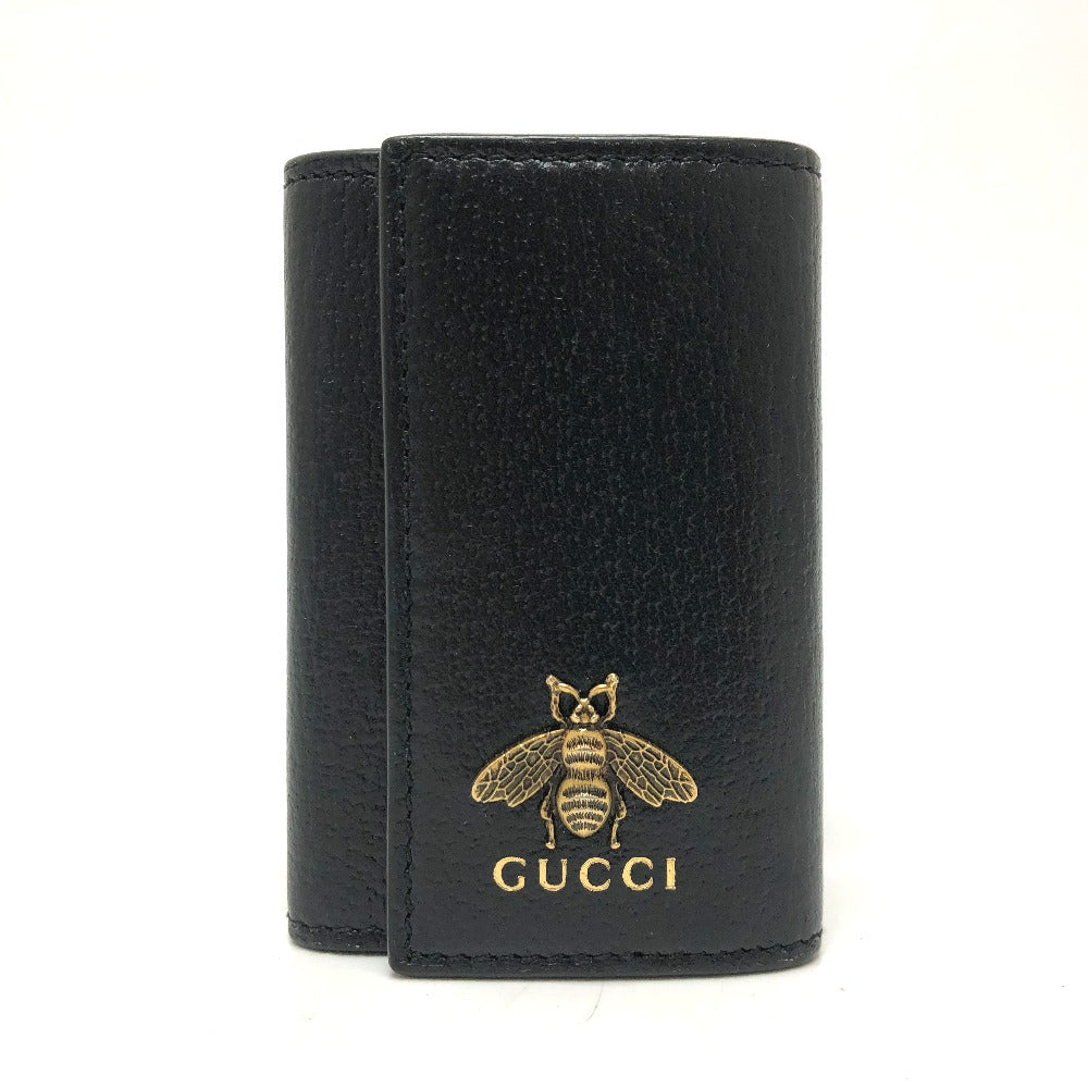 GUCCI Key case Key holder  523683 leather black BEE six hooks Women Used