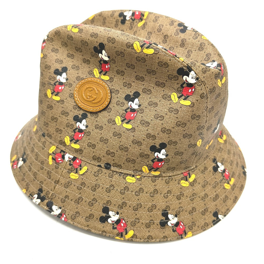 GUCCI hat 602978 GG Supreme Canvas Brown Mini GG DISNEY Mickey Mouse unisex L Secondhand