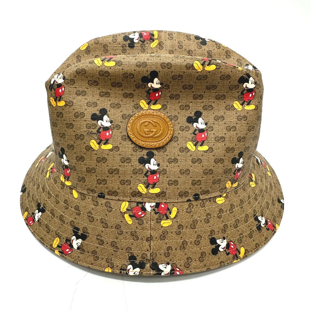 GUCCI hat 602978 GG Supreme Canvas Brown Mini GG DISNEY Mickey Mouse unisex L Secondhand