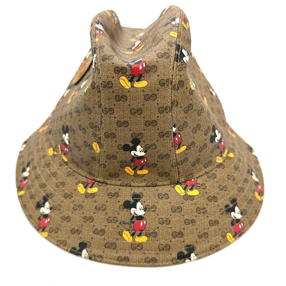 GUCCI hat 602978 GG Supreme Canvas Brown Mini GG DISNEY Mickey Mouse unisex L Secondhand