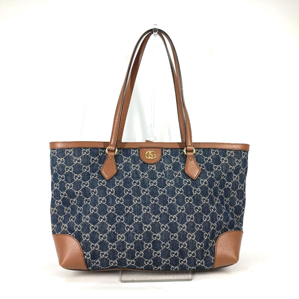 GUCCI Tote Bag 631685 denim blue Ophidia GG denim Medium tote Women Secondhand