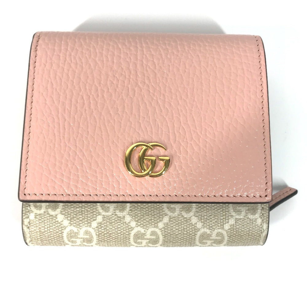 GUCCI Folded wallet 598587 GG Supreme Canvas Pink x Beige type GG Supreme GG Marmont Women Secondhand