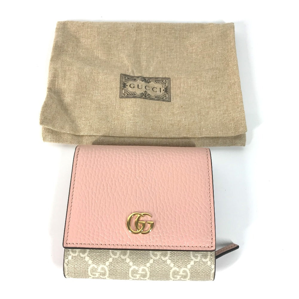 GUCCI Folded wallet 598587 GG Supreme Canvas Pink x Beige type GG Supreme GG Marmont Women Secondhand