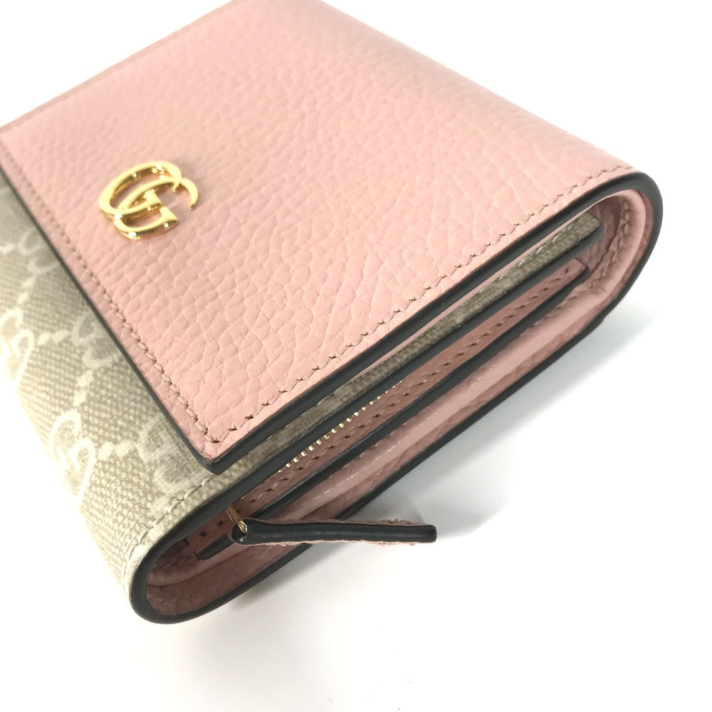 GUCCI Folded wallet 598587 GG Supreme Canvas Pink x Beige type GG Supreme GG Marmont Women Secondhand