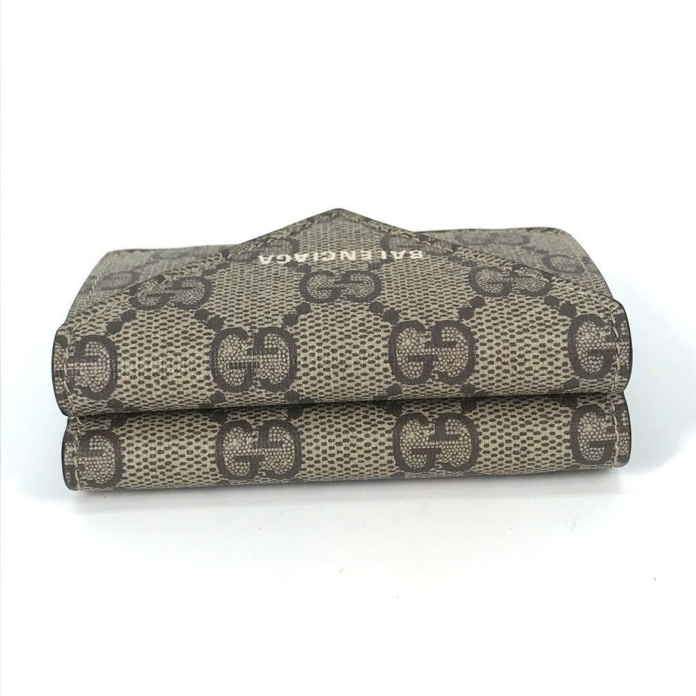 GUCCI Trifold wallet 681704 GG Supreme Canvas beige BALENCIAGA Balenciaga collaboration Paper mini wallet unisex Secondhand