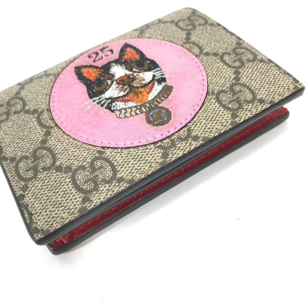 GUCCI Folded wallet 506277 GG Supreme Canvas Beige x pink GG Supreme BOSCO BOSCO applique dog Women Secondhand