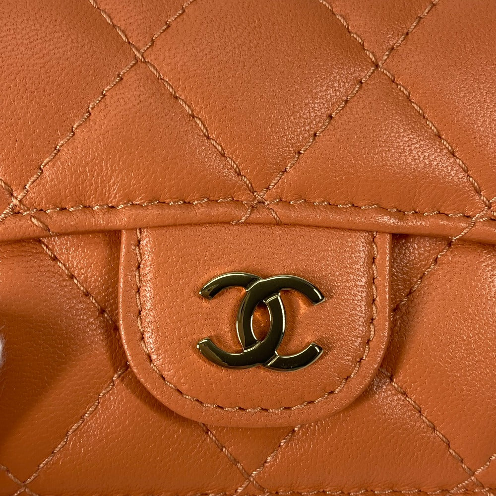 CHANEL Trifold wallet AP0230 lambskin Orange CC COCO Mark Matrasse quilting Women Used