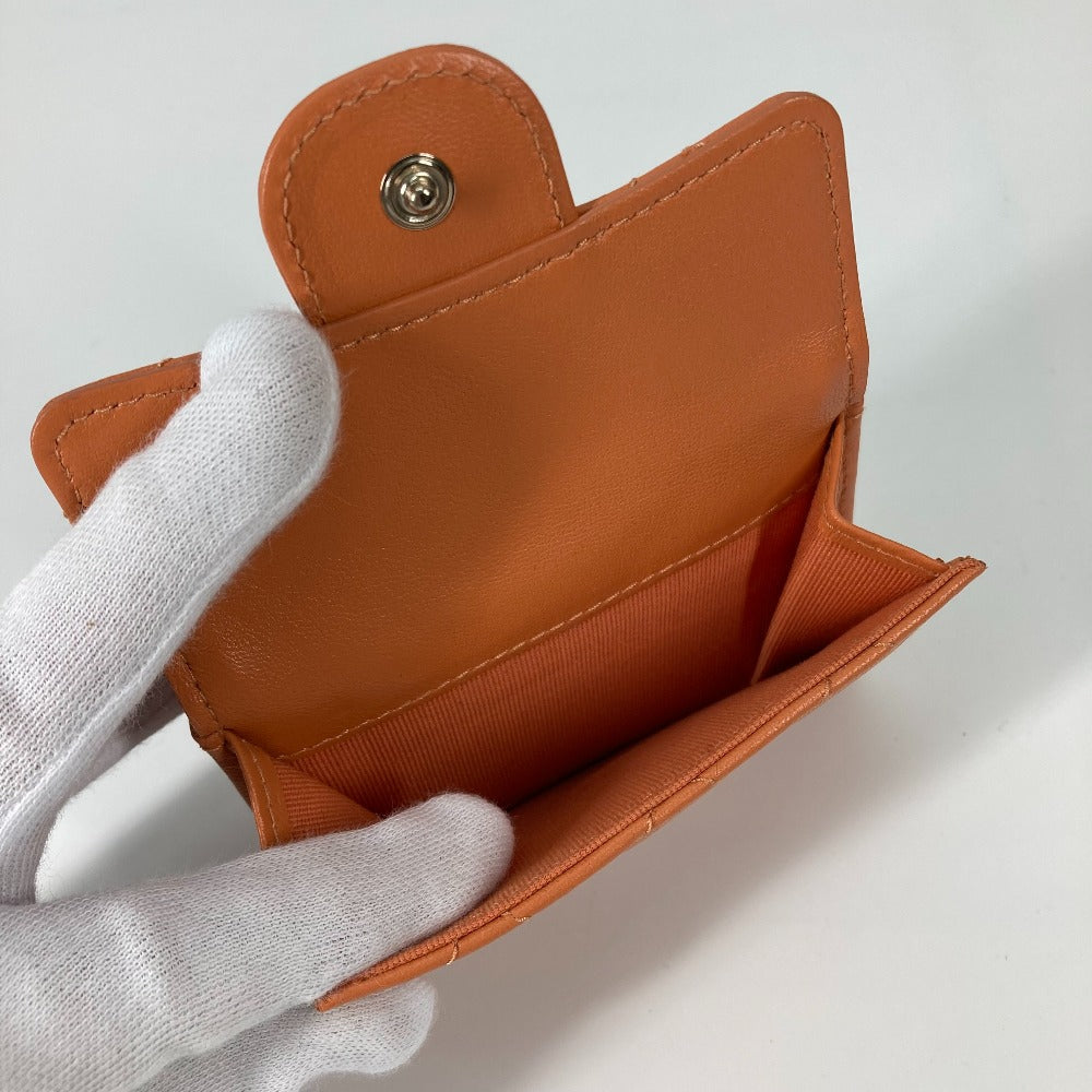 CHANEL Trifold wallet AP0230 lambskin Orange CC COCO Mark Matrasse quilting Women Used