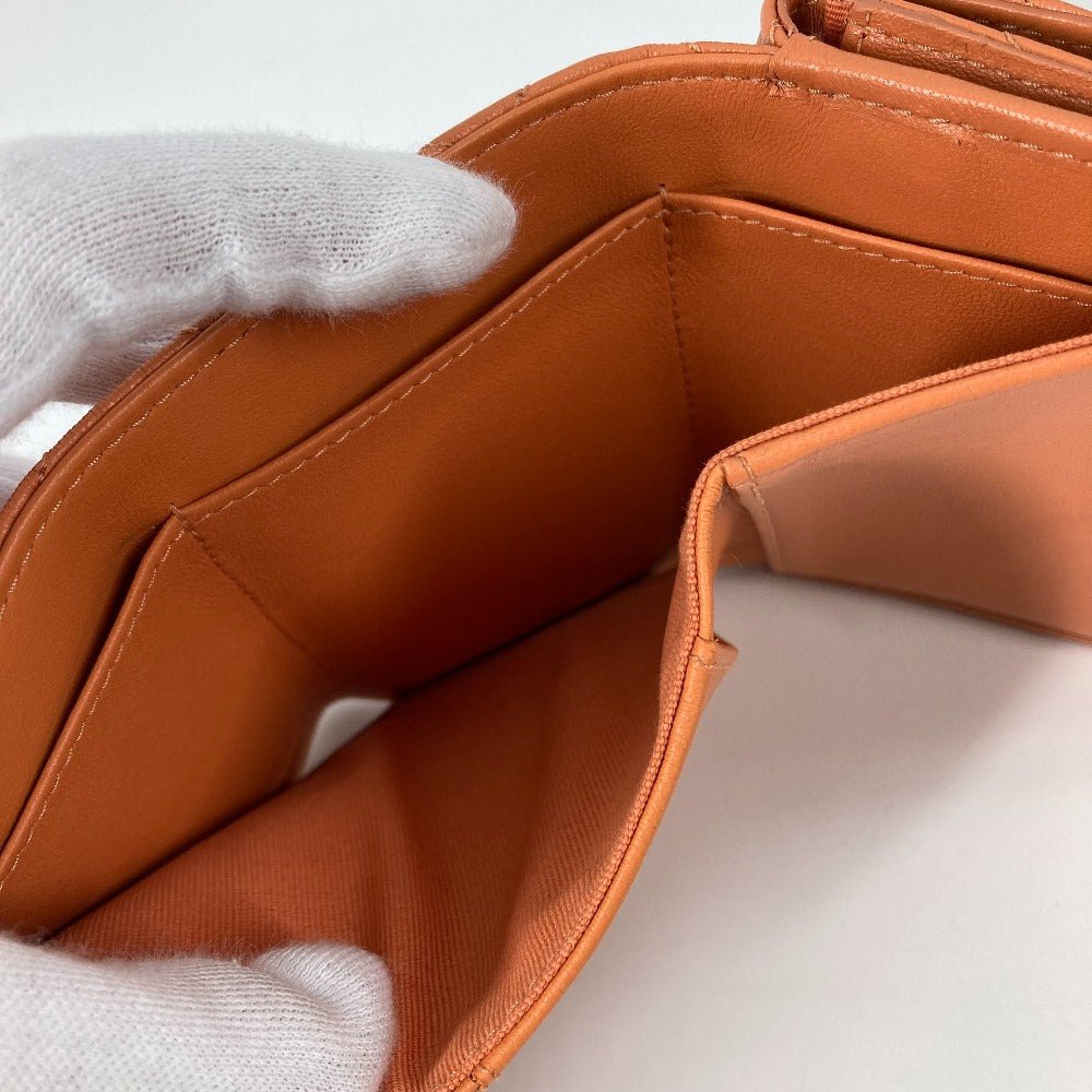CHANEL Trifold wallet AP0230 lambskin Orange CC COCO Mark Matrasse quilting Women Used