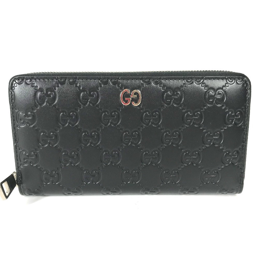 GUCCI Long Wallet Purse 473928 leather black GG long wallet Guccisima mens Secondhand