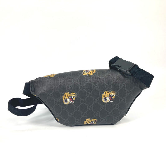 GUCCI Sling bag 675181 GG Supreme Canvas / Leather black GG Supreme tiger belt bag tiger mens Secondhand